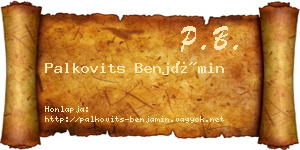 Palkovits Benjámin névjegykártya