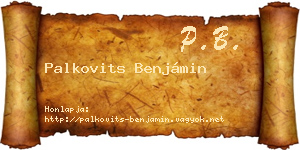 Palkovits Benjámin névjegykártya